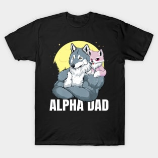 Alpha Dad With Girl Daughter Wolf Father'S Day T-Shirt